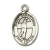 Bonyak Jewelry Saint Medal Collection Sterling Silver St. Sebastian/Volleyball Pendant 1/2 x 1/4 inches with Sterling Silver Lite Curb Chain view 2