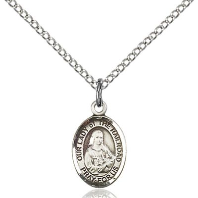 Bonyak Jewelry Saint Medal Collection Sterling Silver Our Lady of the Railroad Pendant 1/2 x 1/4 inches with Sterling Silver Lite Curb Chain
