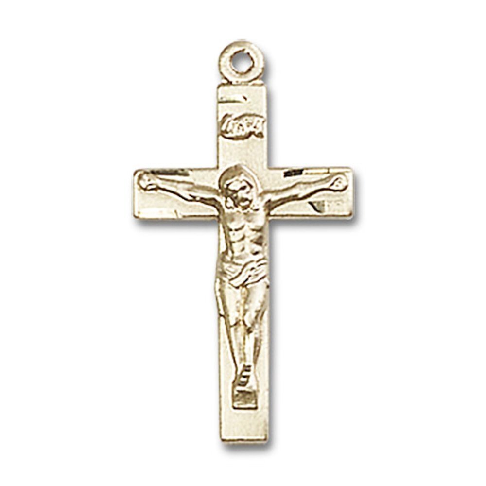 14kt Yellow Gold Crucifix Medal 7/8 x 1/2 inches