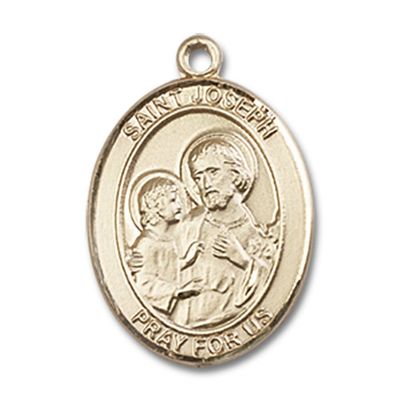 14kt Yellow Gold St. Joseph Medal 3/4 x 1/2 inches