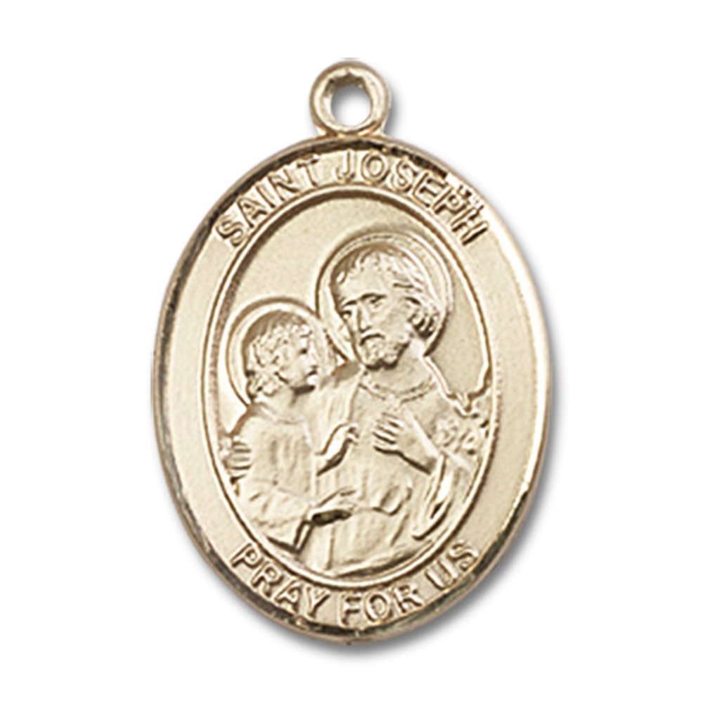 14kt Yellow Gold St. Joseph Medal 3/4 x 1/2 inches
