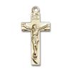 14kt Yellow Gold Crucifix Medal 7/8 x 3/8 inches view 1