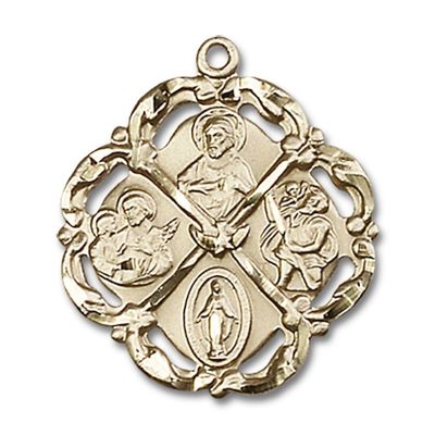 14kt Yellow Gold 5-Way Medal 1 x 7/8 inches