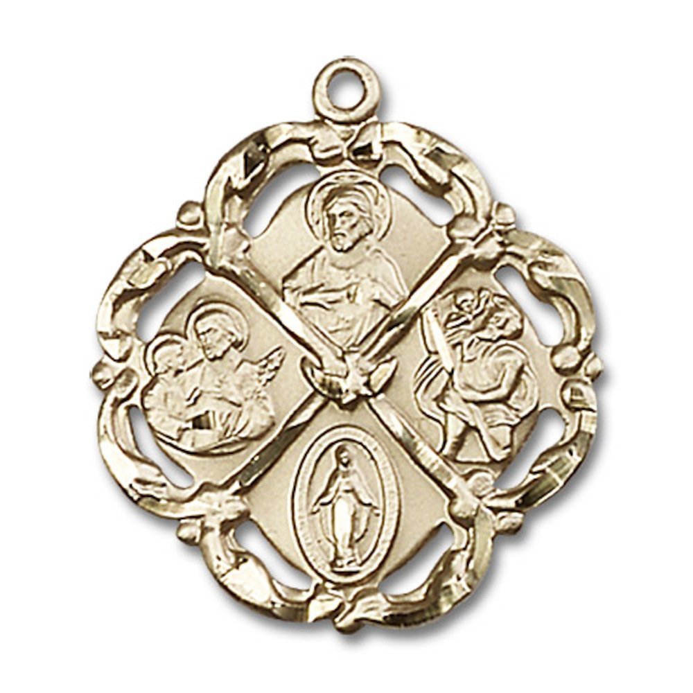 14kt Yellow Gold 5-Way Medal 1 x 7/8 inches