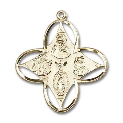 14kt Yellow Gold 4-Way Medal 1 1/4 x 1 1/8 inches
