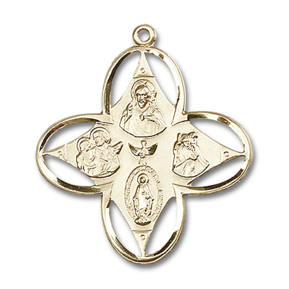 14kt Yellow Gold 4-Way Medal 1 1/4 x 1 1/8 inches