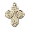 14kt Yellow Gold 4-Way Medal 1 1/4 x 1 inches view 1