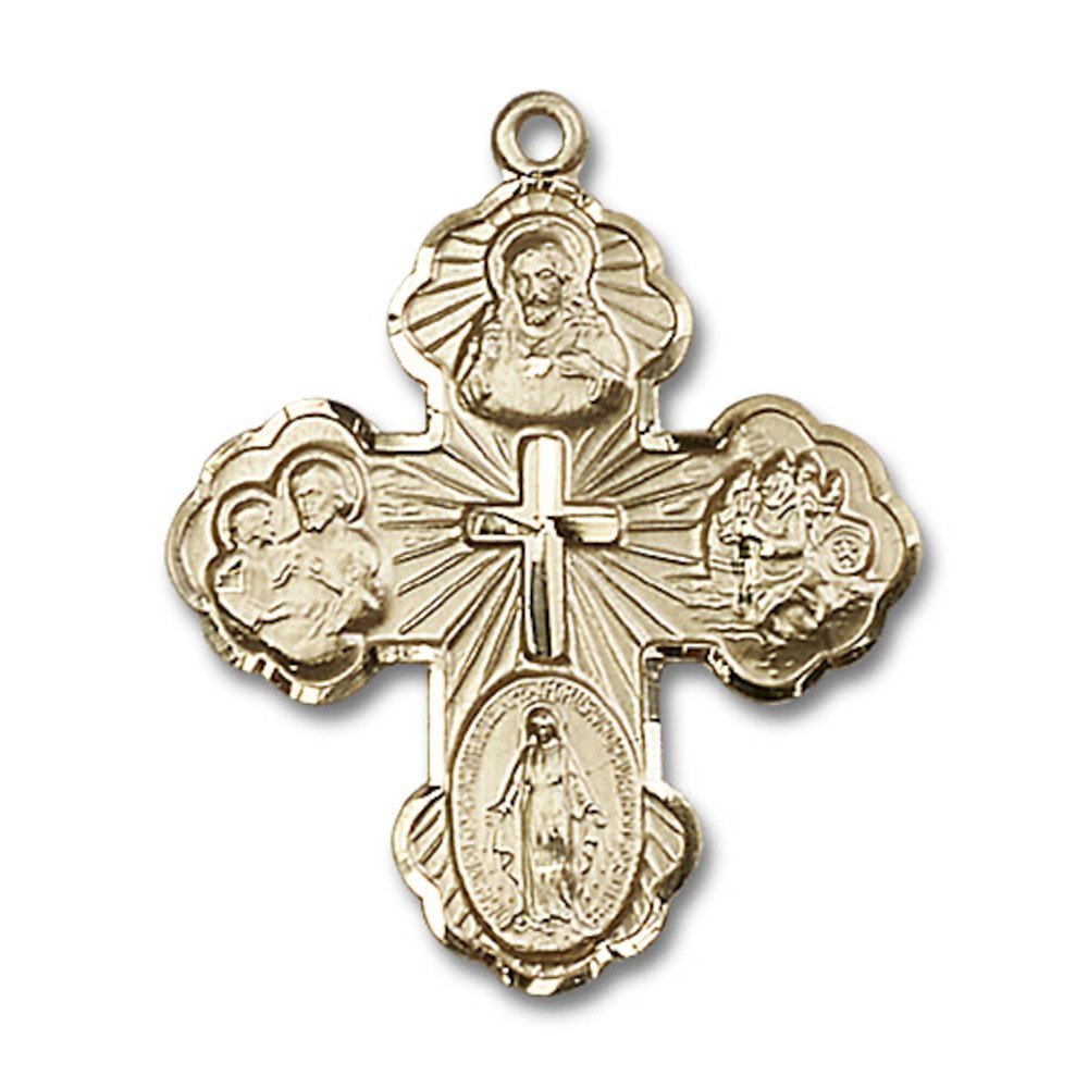 14kt Yellow Gold 5-Way Medal 1 1/4 x 1 inches