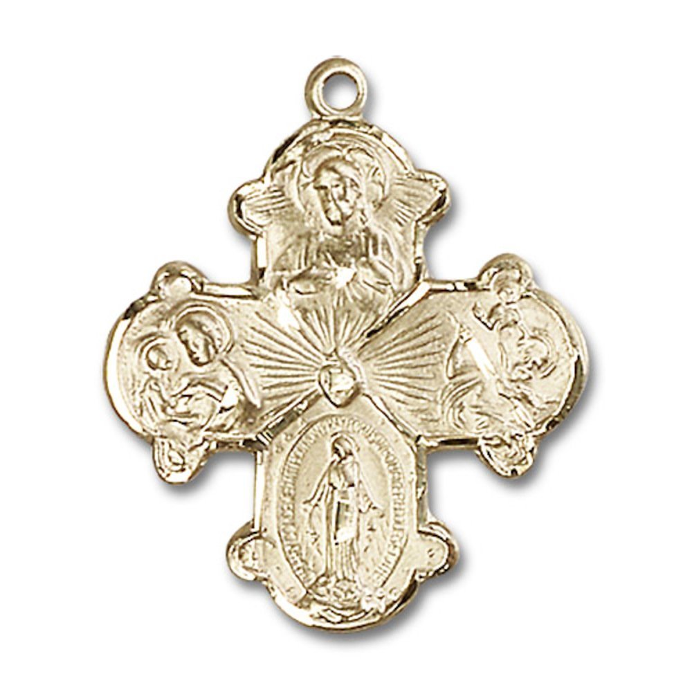 14kt Yellow Gold 4-Way Medal 1 1/8 x 7/8 inches