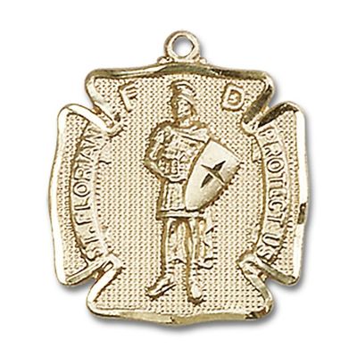 14kt Yellow Gold St. Florian Medal 3/4 x 5/8 inches