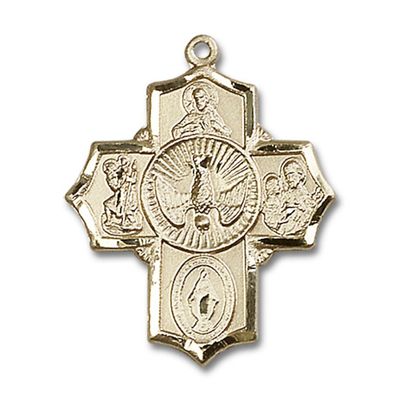 14kt Yellow Gold 5-Way Medal 1 1/4 x 1 inches
