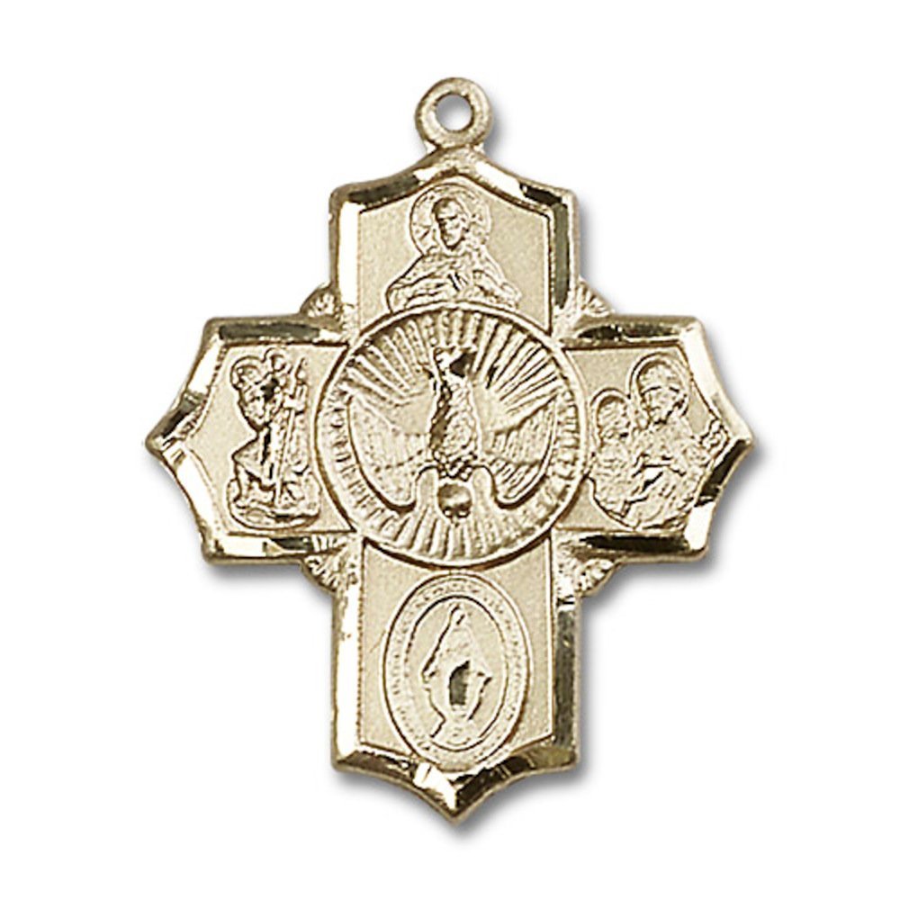 14kt Yellow Gold 5-Way Medal 1 1/4 x 1 inches