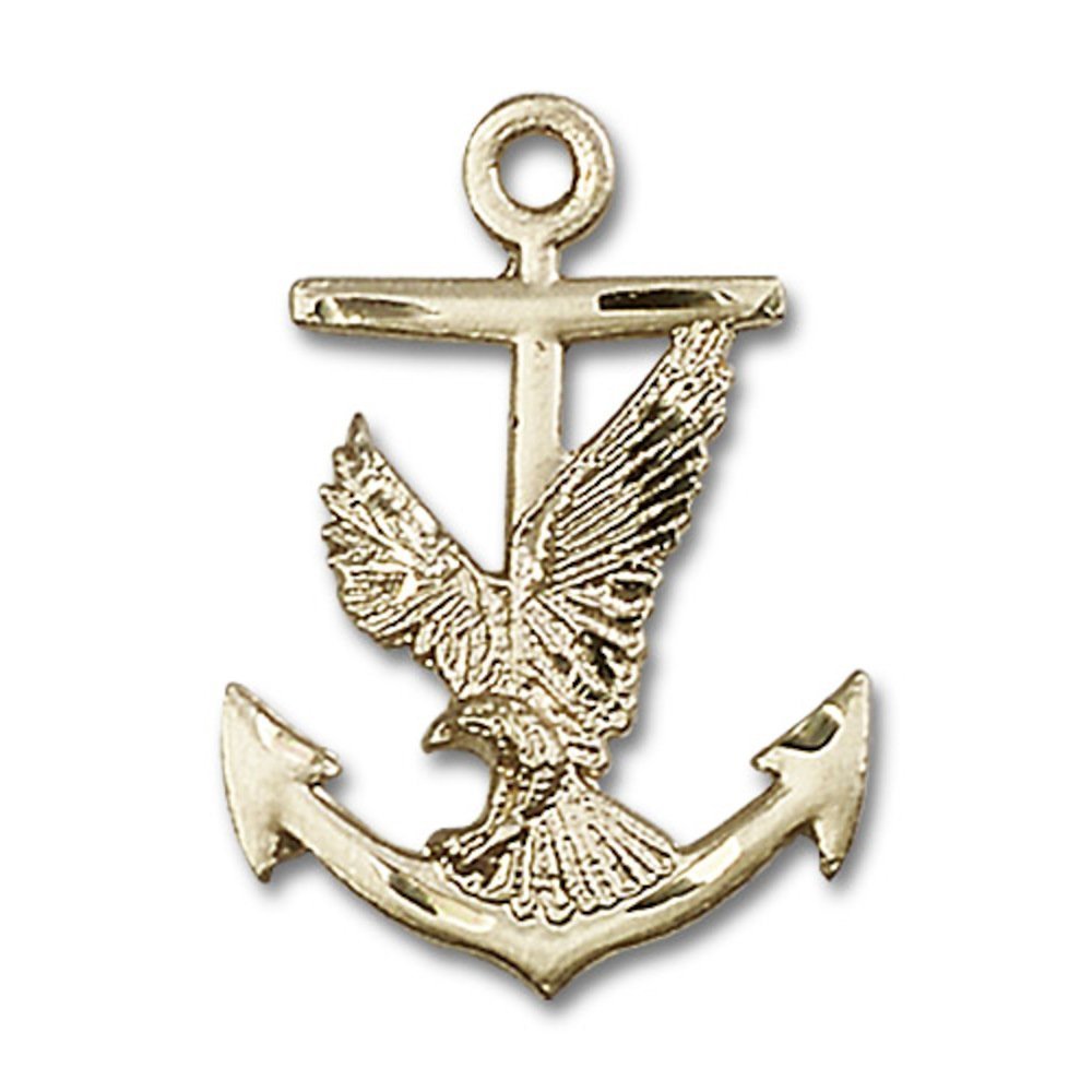 14kt Yellow Gold Anchor / Eagle Medal 1 x 5/8 inches