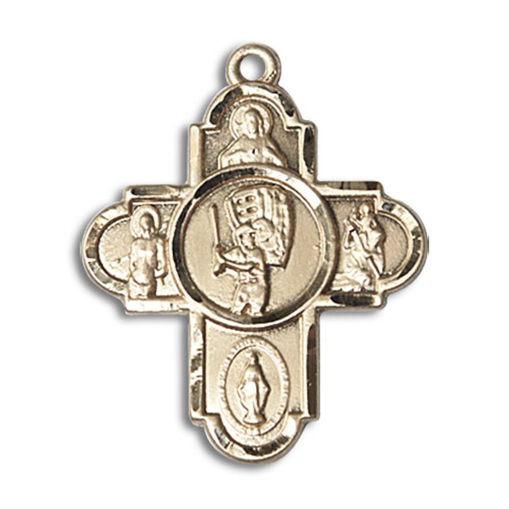 14kt Yellow Gold 5-Way/Baseball Medal 1 1/8 X 1 5/8 inches