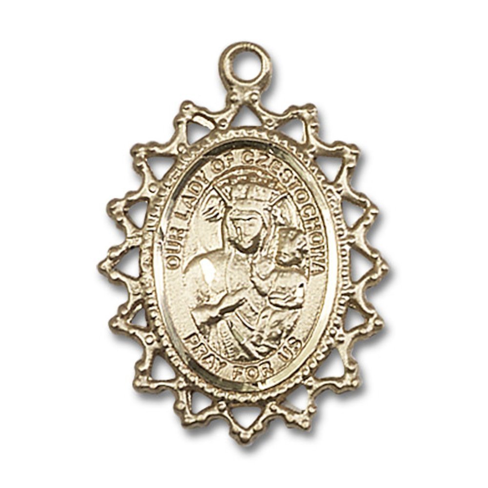 14kt Yellow Gold Our Lady of Czestochowa Medal 1 x 3/4 inches