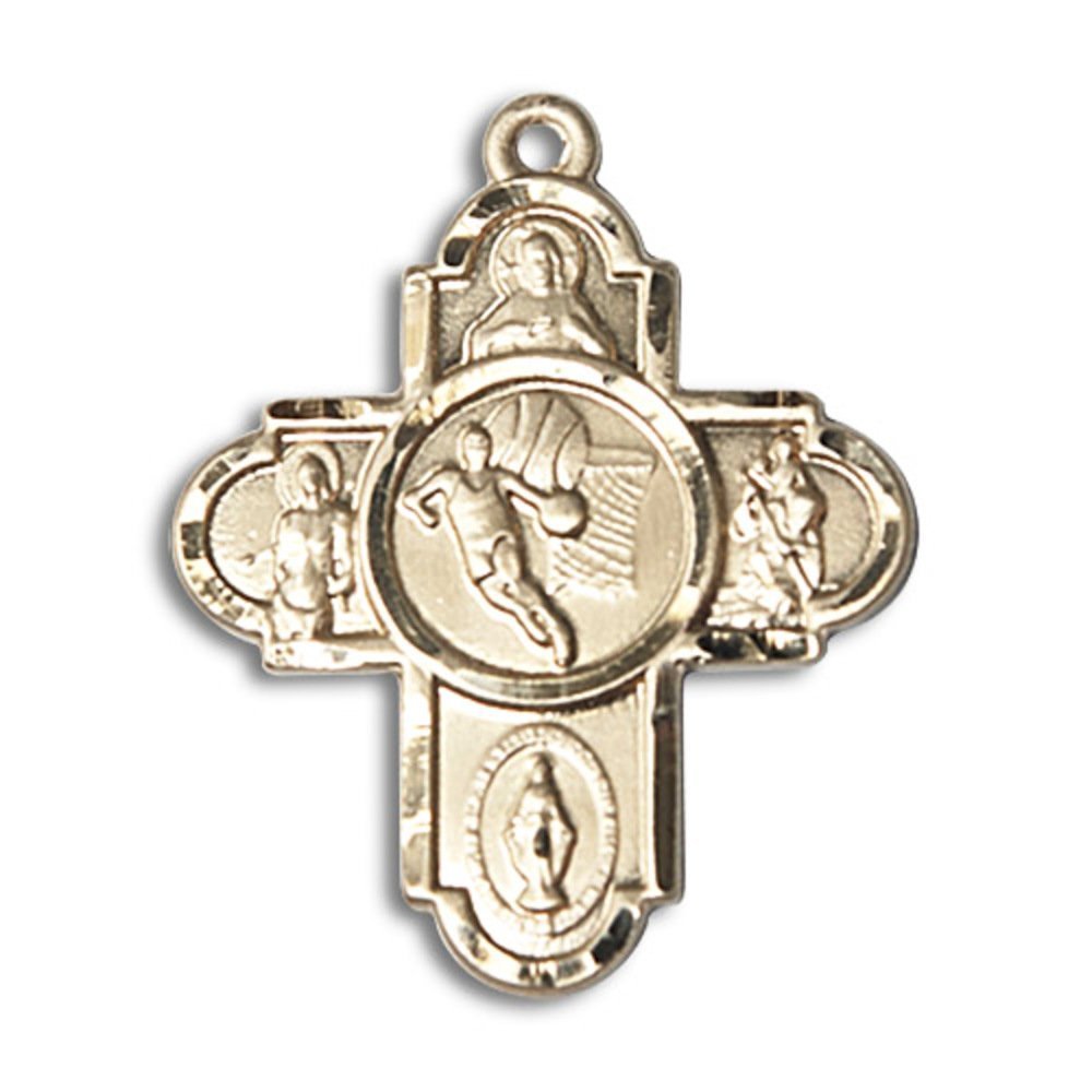 14kt Yellow Gold 5-Way/Basketball Medal 1 1/8 X 1 5/8 inches
