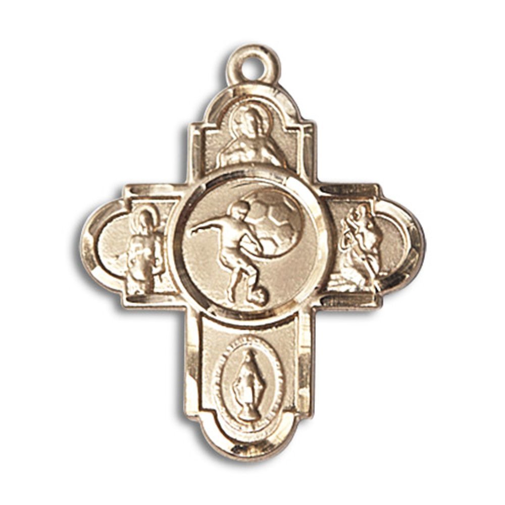 14kt Yellow Gold 5-Way/Soccer Medal 1 1/8 X 1 5/8 inches