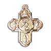 14kt Yellow Gold 5-Way Swimming Medal 1 X 1 5/8 inches view 1