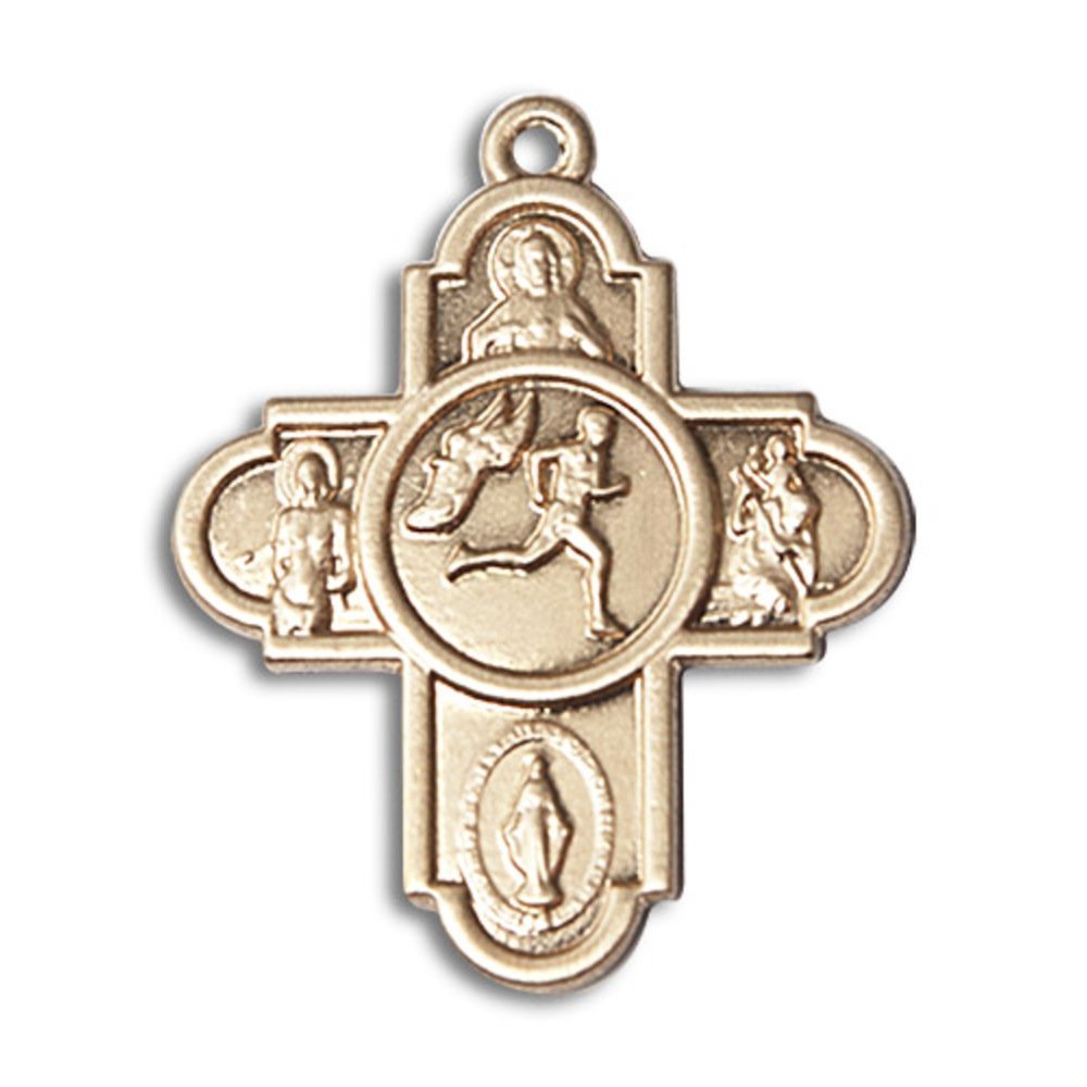 14kt Yellow Gold 5-Way Track&Field Medal 1 X 1 5/8 inches