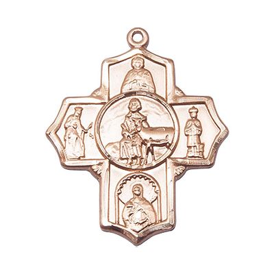 14kt Yellow Gold 5-Way/Special Needs Medal 1 3/8 x 1 1/8 inches
