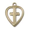 14kt Yellow Gold Heart/Cross Medal 1/2 x 3/8 inches view 1