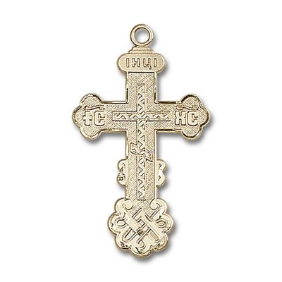 14kt Yellow Gold Cross Medal 1 1/2 x 7/8 inches