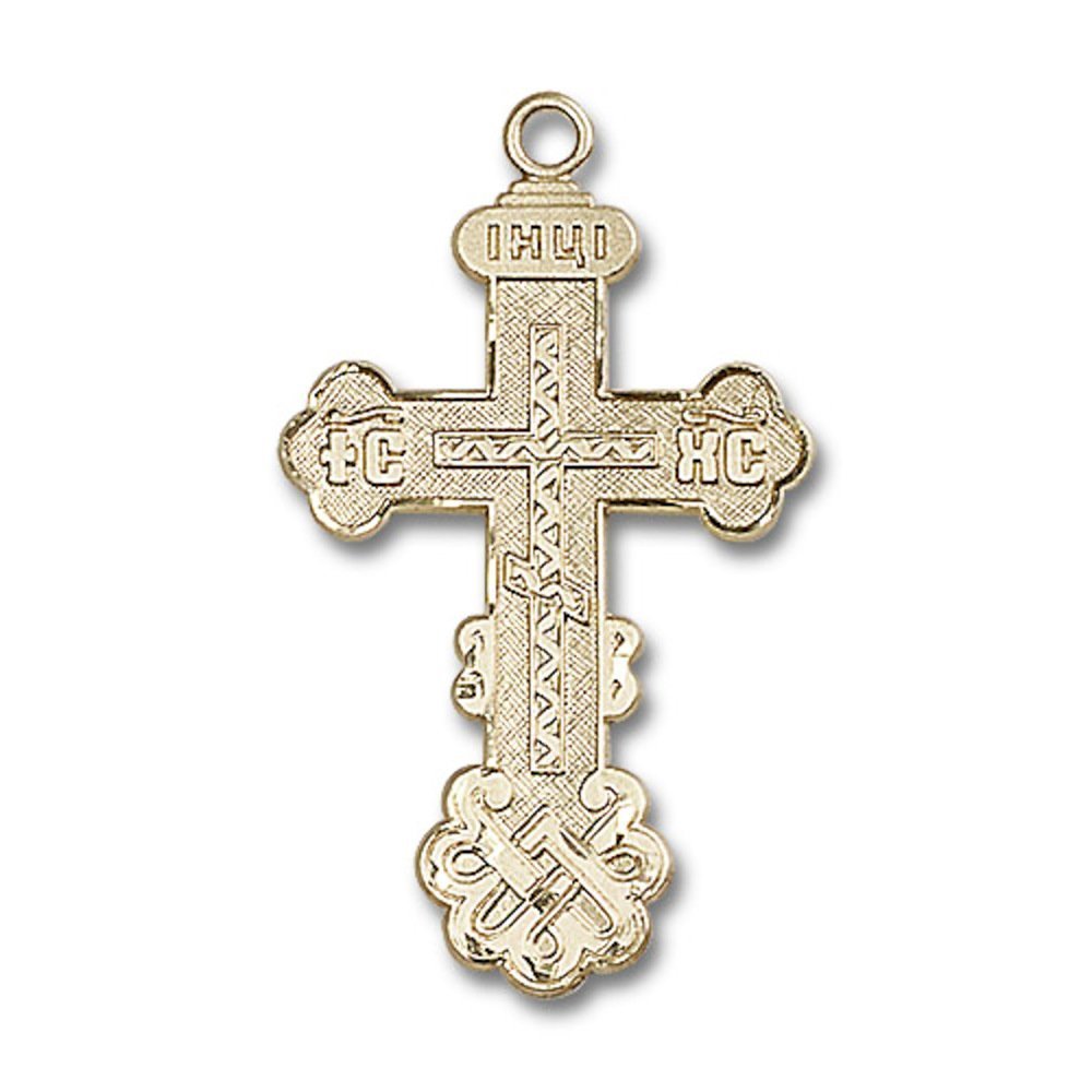 14kt Yellow Gold Cross Medal 1 1/2 x 7/8 inches