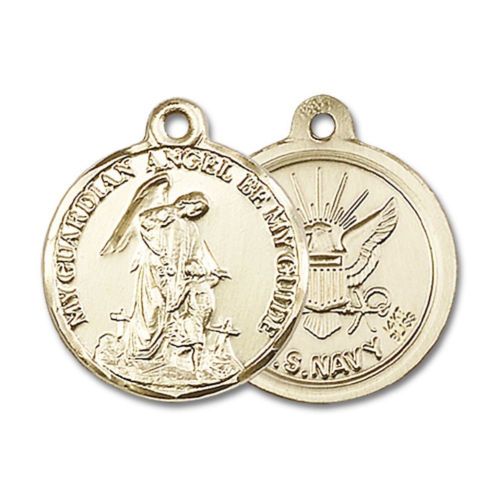 14kt Yellow Gold Guardain Angel/Navy Medal 7/8 x 3/4 inches