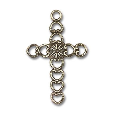 14kt Yellow Gold Hearts w/Sunburst Medal 1 X 5/8 inches