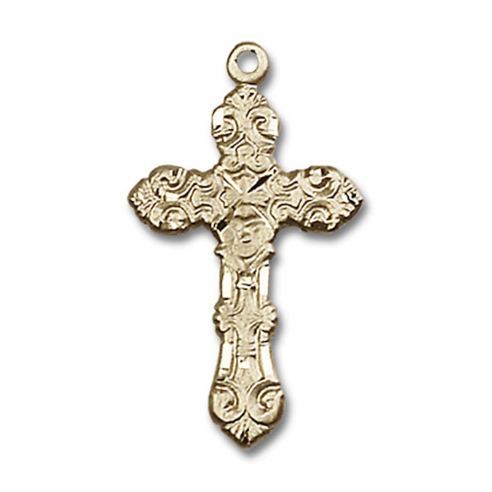 14kt Yellow Gold Cross Medal 1 x 1/2 inches