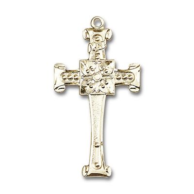 14kt Yellow Gold Cross Medal 1 3/4 x 7/8 inches