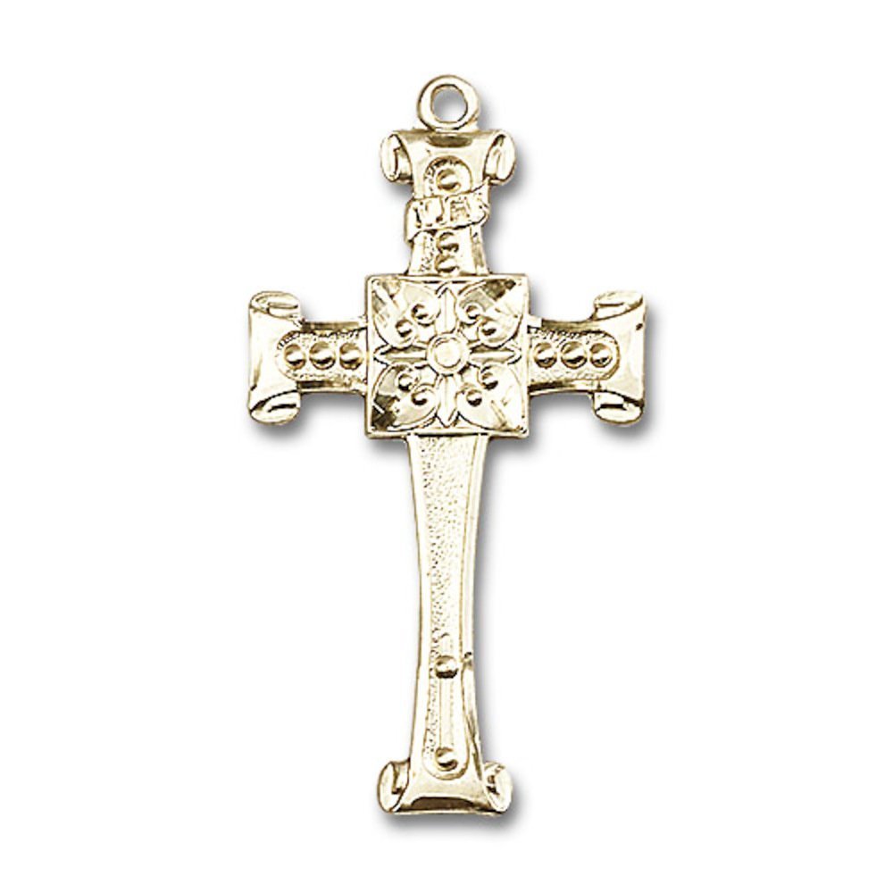 14kt Yellow Gold Cross Medal 1 3/4 x 7/8 inches