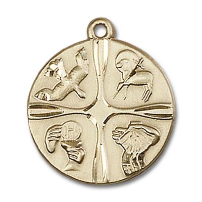 14kt Yellow Gold Christian Life Medal 3/4 x 3/4 inches