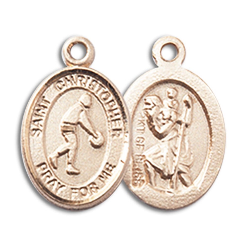 14kt Yellow Gold St. Christopher/Basketball Medal 1/2 x 1/4 inches