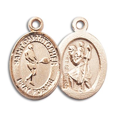 14kt Yellow Gold St. Christopher/Tennis Medal 1/2 x 1/4 inches
