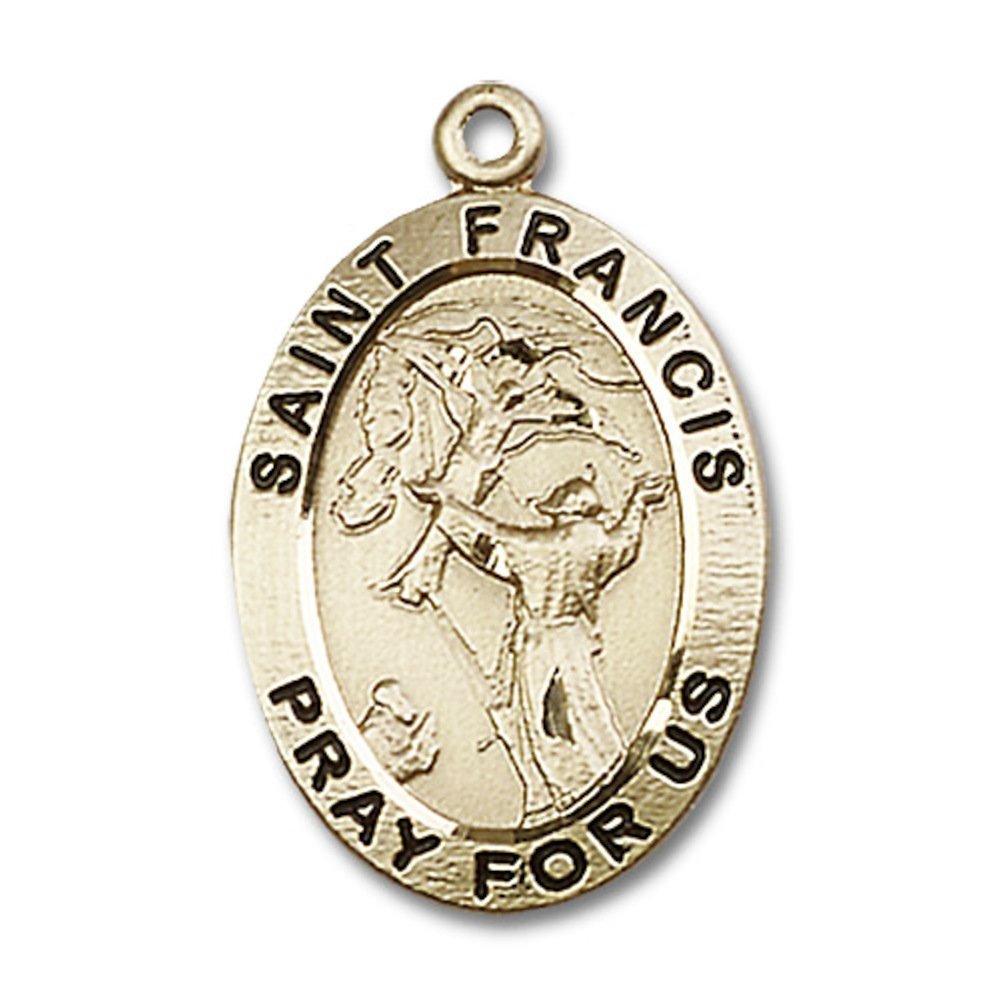 14kt Yellow Gold St. Francis of Assisi Medal 1 x 5/8 inches