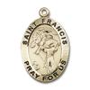 14kt Yellow Gold St. Francis of Assisi Medal 1 x 5/8 inches view 1