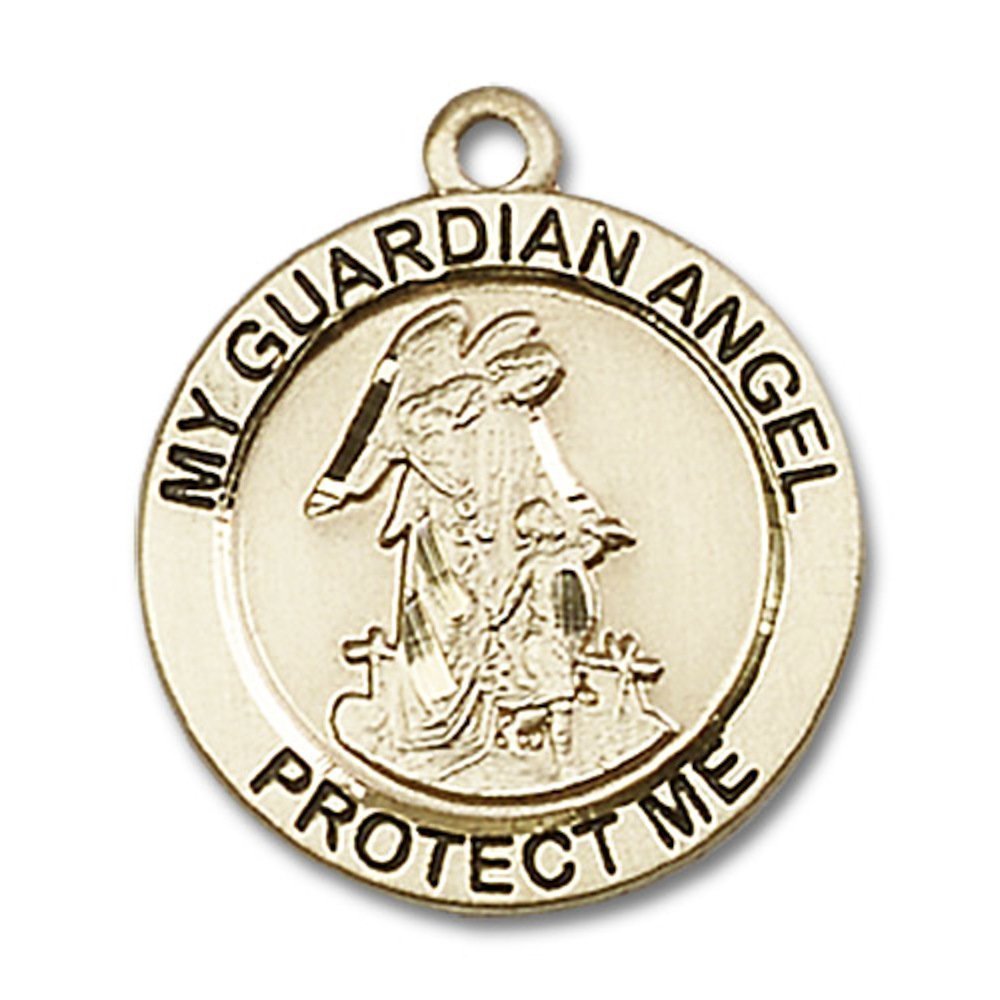 14kt Yellow Gold Guardian Angel Medal 3/4 x 3/4 inches