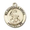 14kt Yellow Gold Guardian Angel Medal 3/4 x 3/4 inches view 1