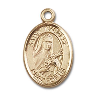14kt Yellow Gold St. Therese of Lisieux Medal 1/2 x 1/4 inches