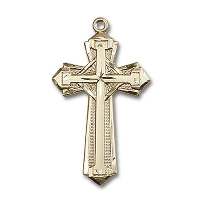 14kt Yellow Gold Cross Medal 1 5/8 x 7/8 inches