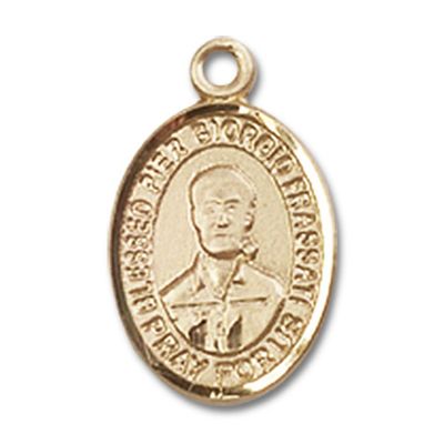 14kt Yellow Gold Blessed Pier Giorgio Frassati Medal 1/2 x 1/4 inches