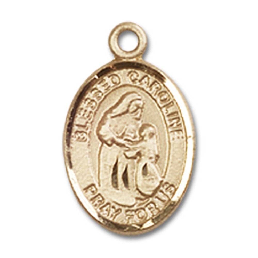 14kt Yellow Gold Blessed Caroline Gerhardinger Medal 1/2 x 1/4 inches