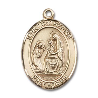 14kt Yellow Gold St. Catherine of Siena Medal 3/4 x 1/2 inches