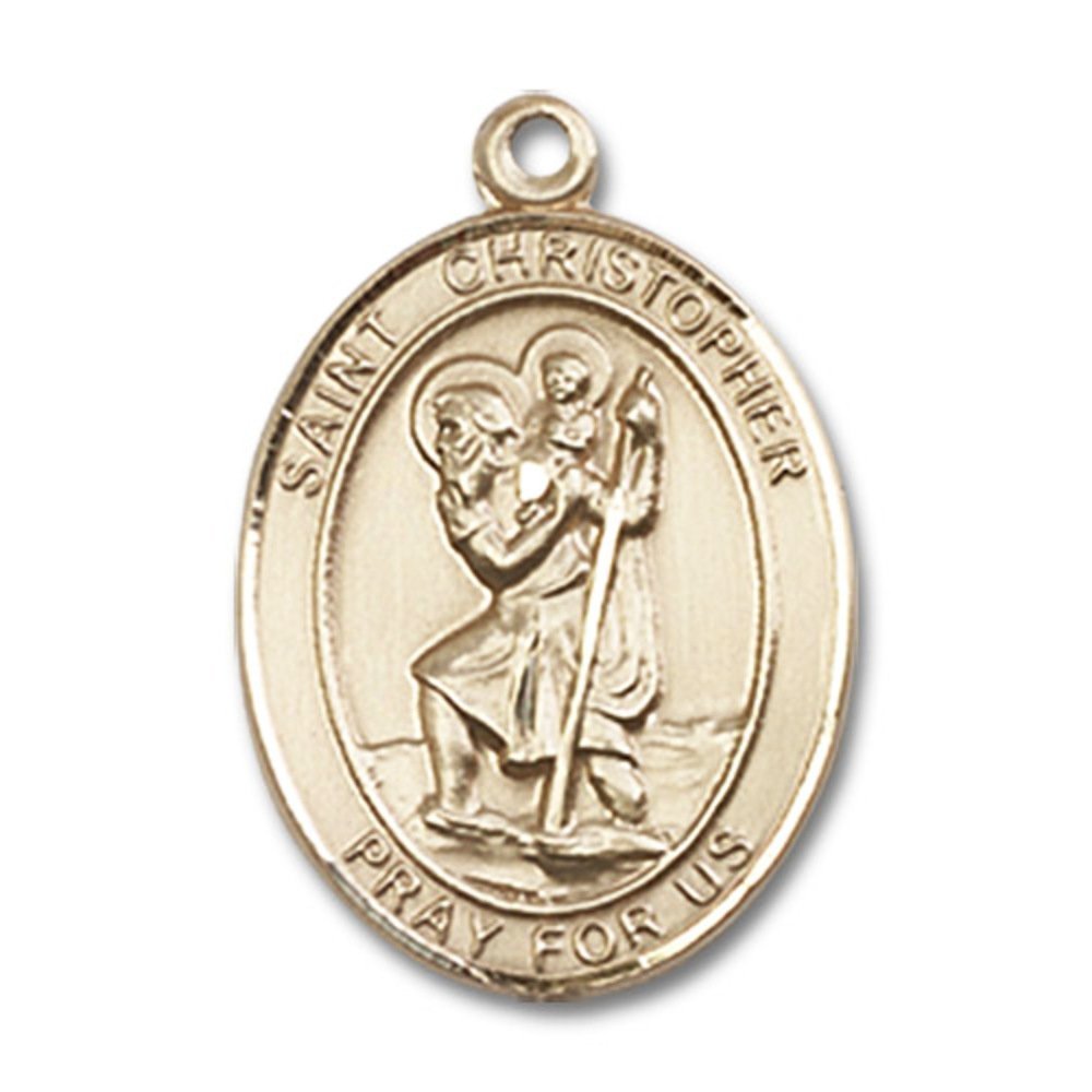 14kt Yellow Gold St. Christopher Medal 3/4 x 1/2 inches