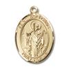 14kt Yellow Gold St. Wolfgang Medal 1/2 x 1/4 inches view 1