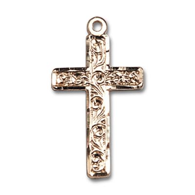 14kt Yellow Gold Cross Medal 1 3/8 X 3/4 inches