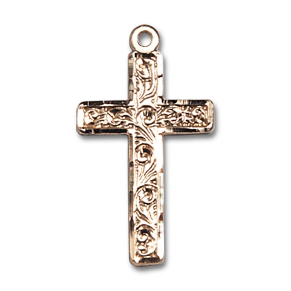 14kt Yellow Gold Cross Medal 1 3/8 X 3/4 inches