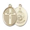 14kt Yellow Gold Cross / Marines Medal 1 1/8 x 3/4 inches view 1