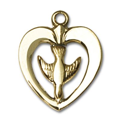 14kt Yellow Gold Holy Spirit Medal 5/8 x 1/2 inches